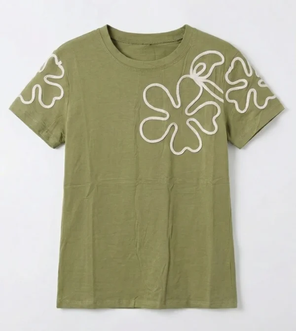 Camiseta Flor Bordada - Imagen 3